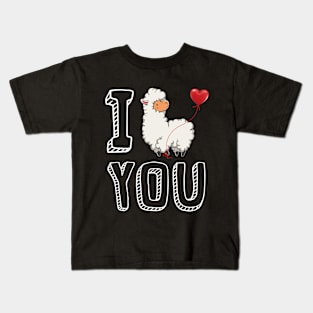 I Love You Llama Valentine T-shirt Kids T-Shirt